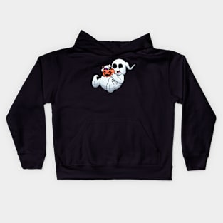 Fat Ghost Eating Halloween Candy Kids Hoodie